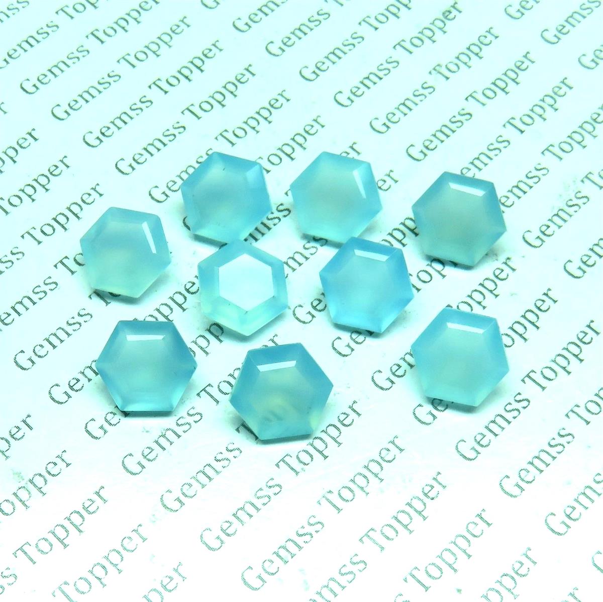 Blue Topaz Chalcedony 10x10 mm Hexagon Faceted